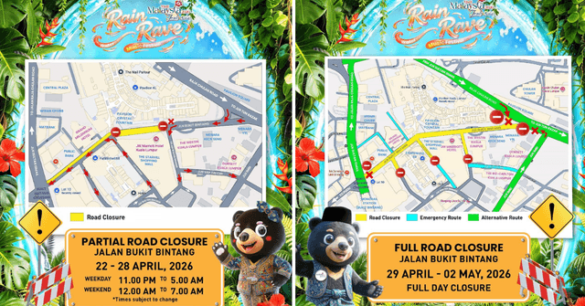 Bukit Bintang Roads To Close In Stages From 22–28 April, Full Closure 29 April–2 May